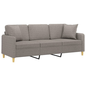 vidaXL Canapé 3 places avec oreillers décoratifs Taupe 180 cm Tissu