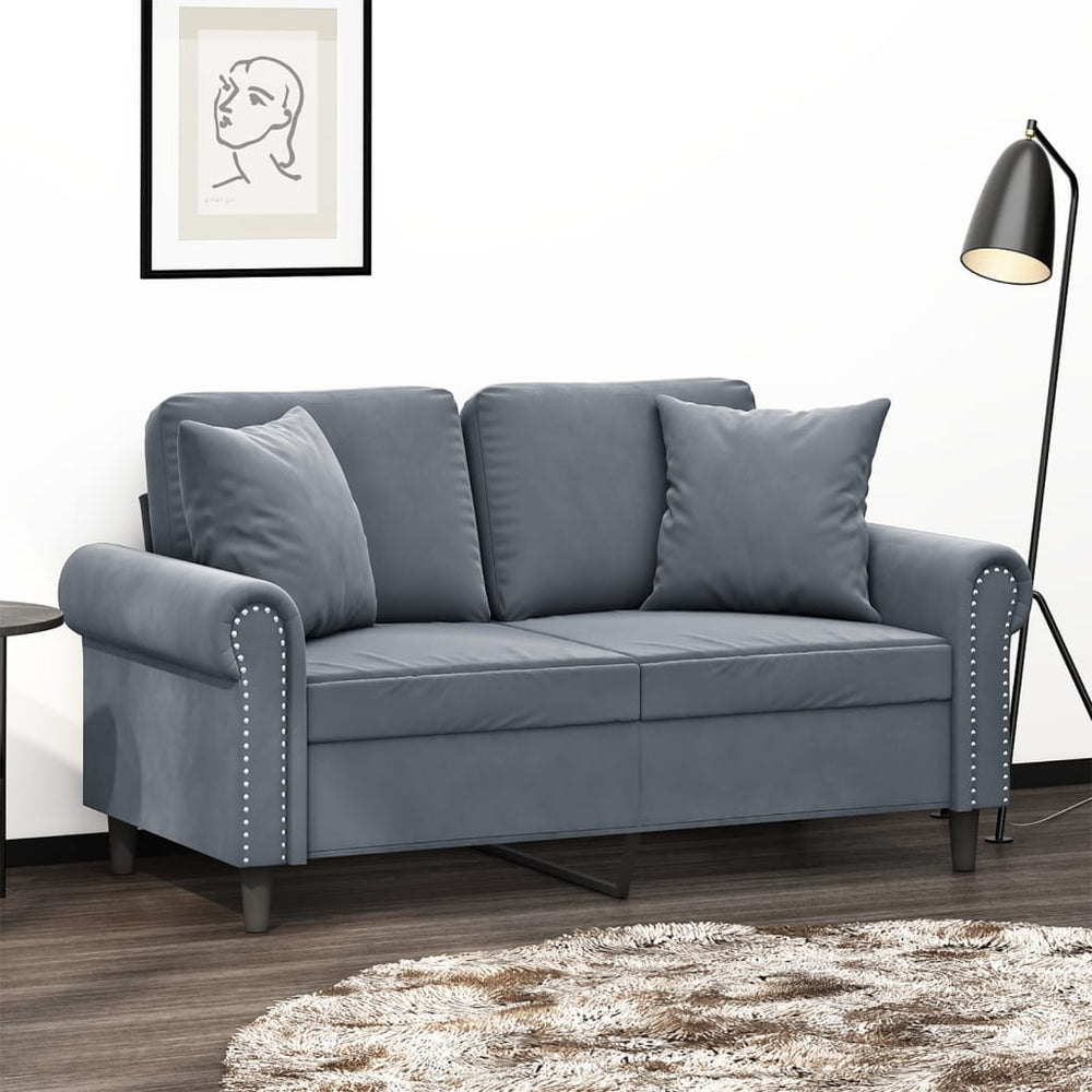 Dunkelgraues 2-Sitzer Samt Sofa 120cm