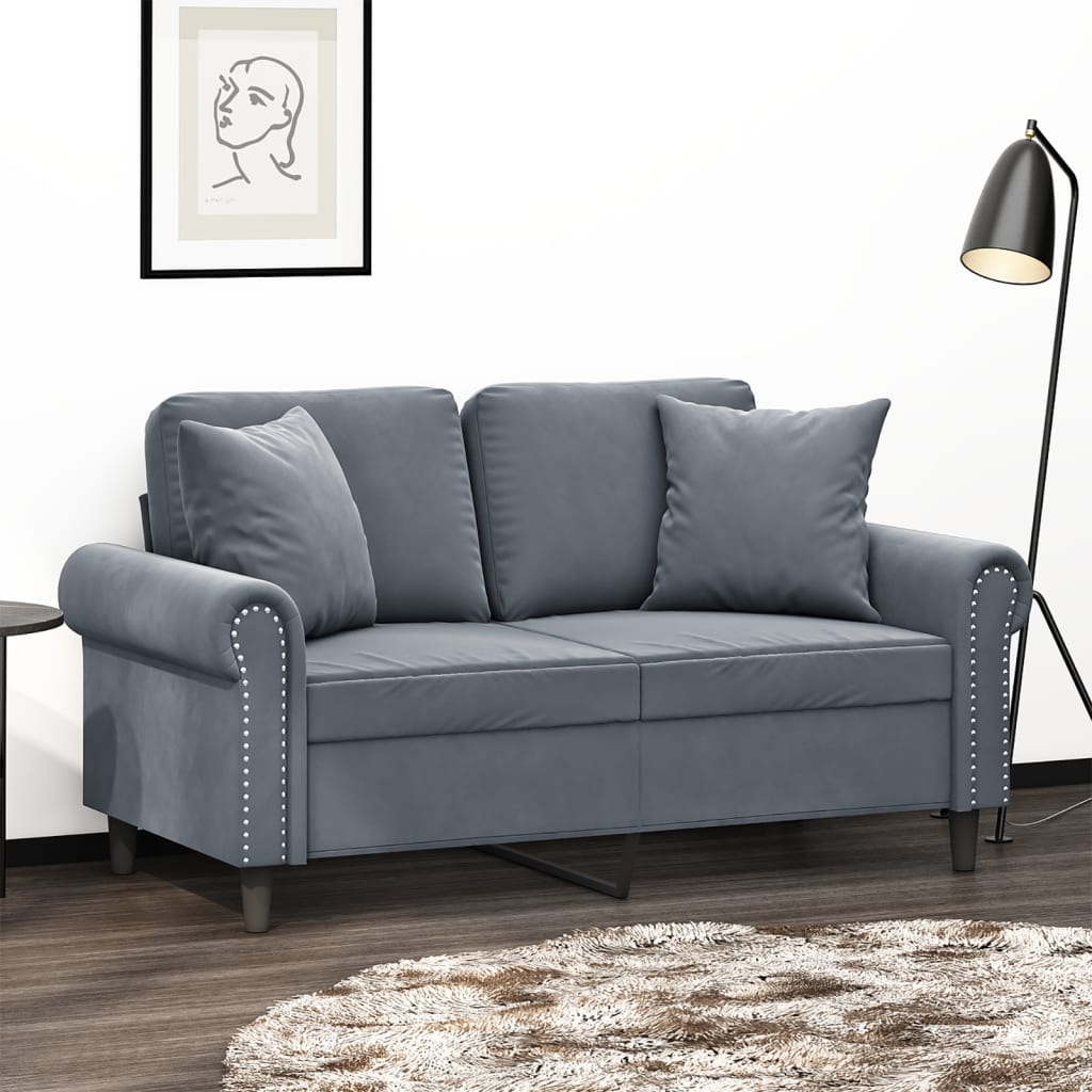 Dunkelgraues 2-Sitzer Samt Sofa 120cm