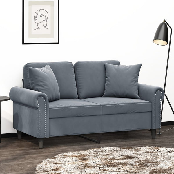 Dunkelgraues 2-Sitzer Samt Sofa 120cm