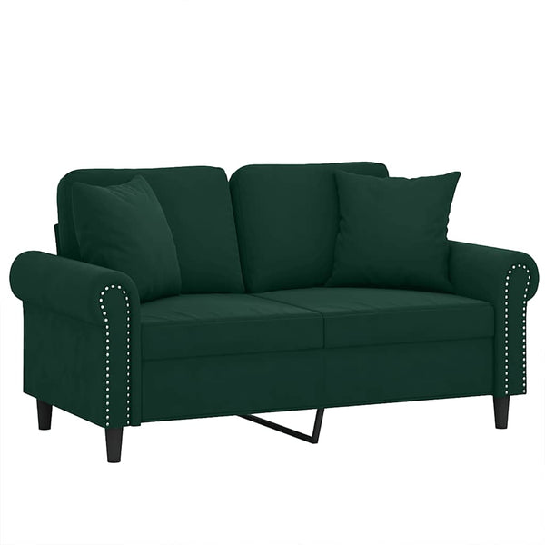 Dunkelgrünes 2-Sitzer Samt Sofa 120cm