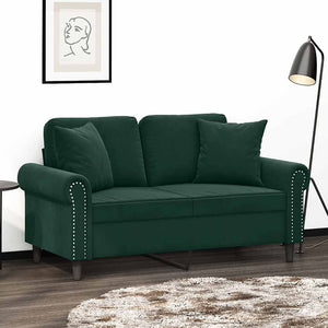 Dunkelgrünes 2-Sitzer Samt Sofa 120cm