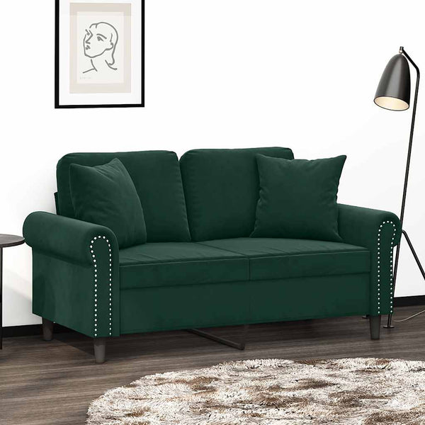 Dunkelgrünes 2-Sitzer Samt Sofa 120cm