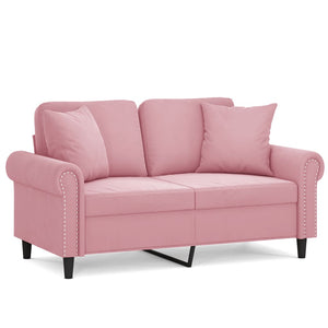 Rosa Samt 2-Sitzer Sofa mit Kissen