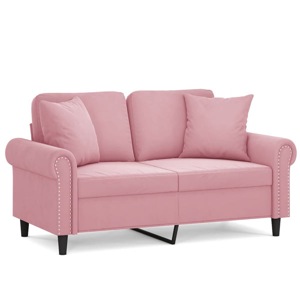Rosa Samt 2-Sitzer Sofa mit Kissen