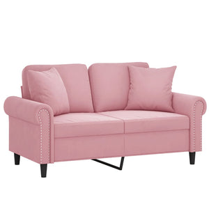 Rosa Samt 2-Sitzer Sofa mit Kissen