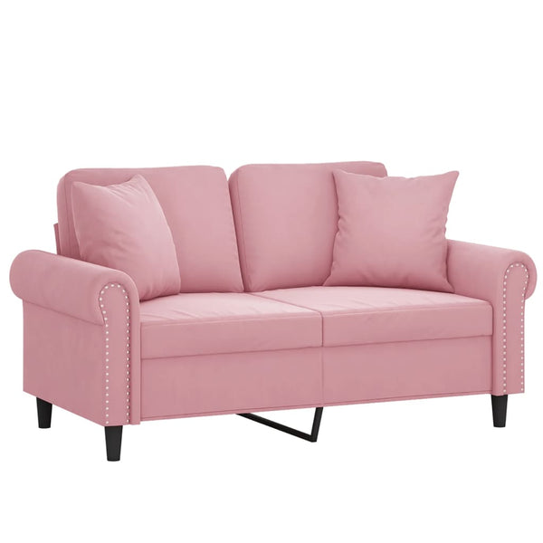 Rosa Samt 2-Sitzer Sofa mit Kissen