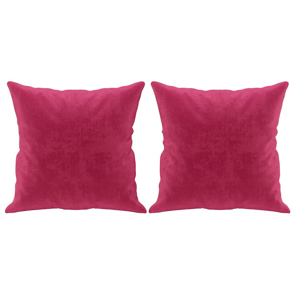 Weinrotes 2-Sitzer Samt Sofa mit Kissen