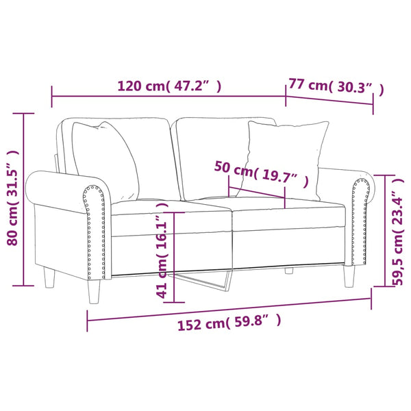 Schwarzes 2-Sitzer Samt Sofa 120 cm