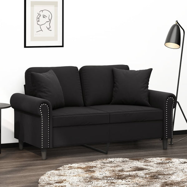 Schwarzes 2-Sitzer Samt Sofa 120 cm