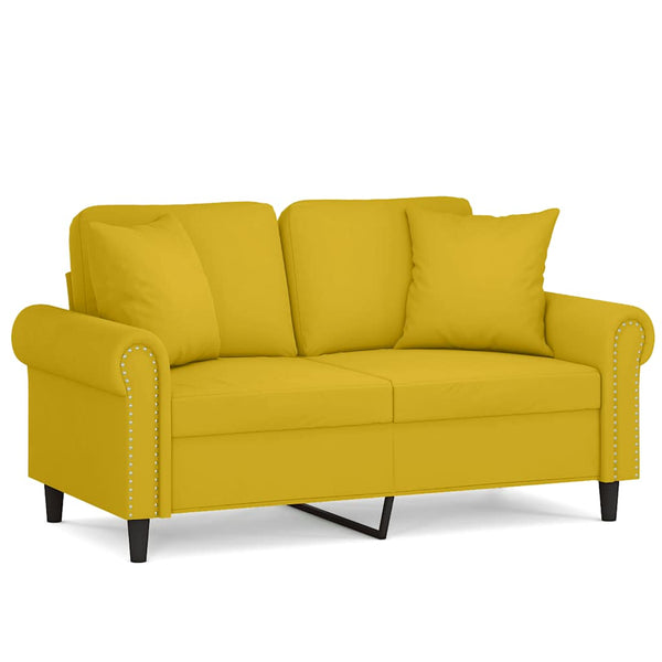 Gelbes 2-Sitzer Samt Sofa 120 cm