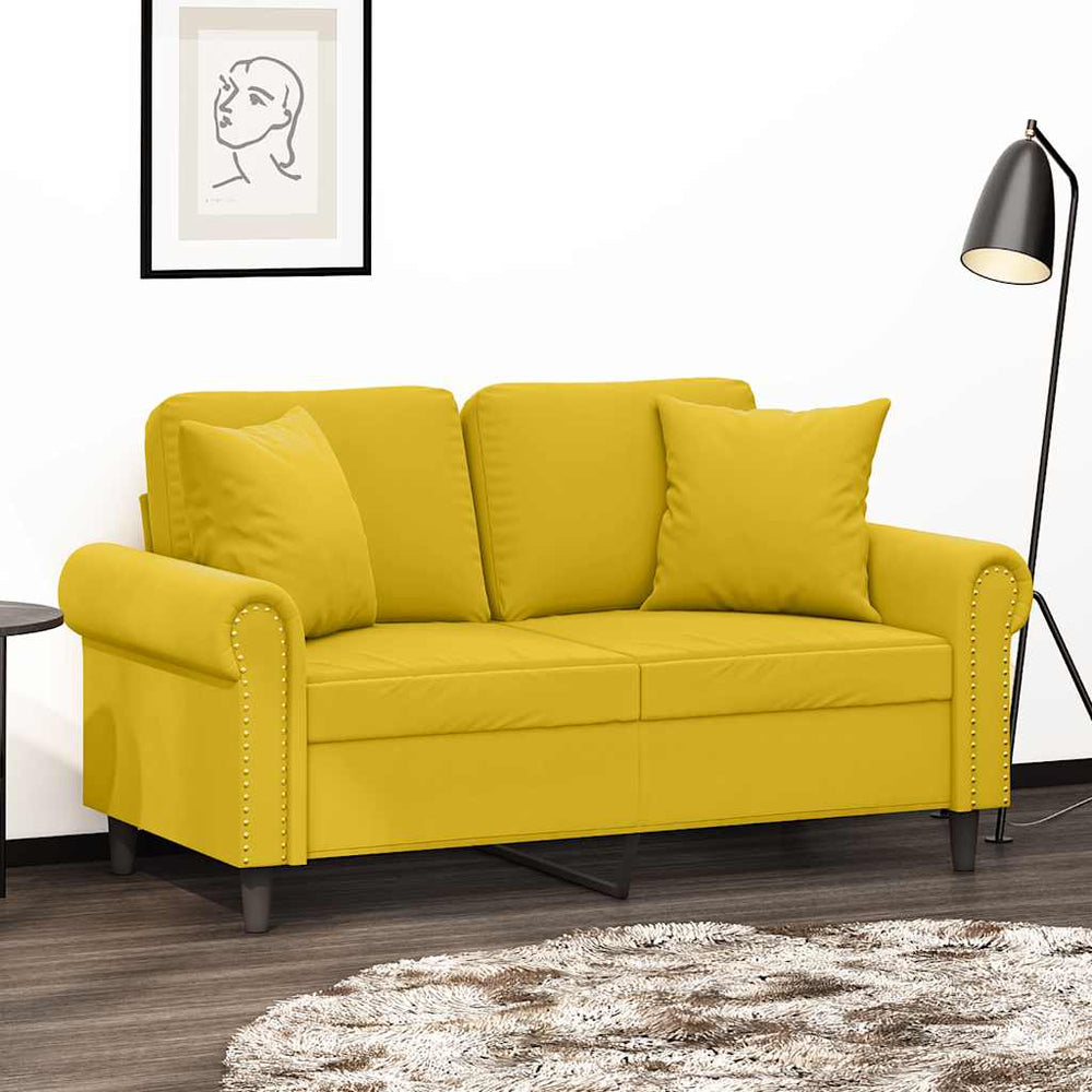 Gelbes 2-Sitzer Samt Sofa 120 cm