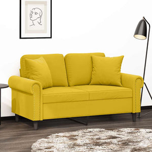 Gelbes 2-Sitzer Samt Sofa 120 cm