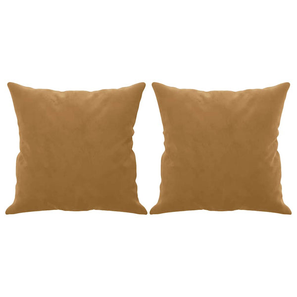 2-Sitzer Sofa Braun Samt mit Kissen 120 cm