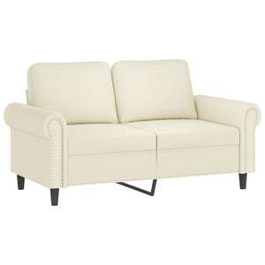 Creme Samt 2-Sitzer Sofa mit Kissen