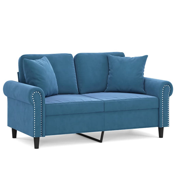 Blaues 2-Sitzer Sofa Samt 120 cm