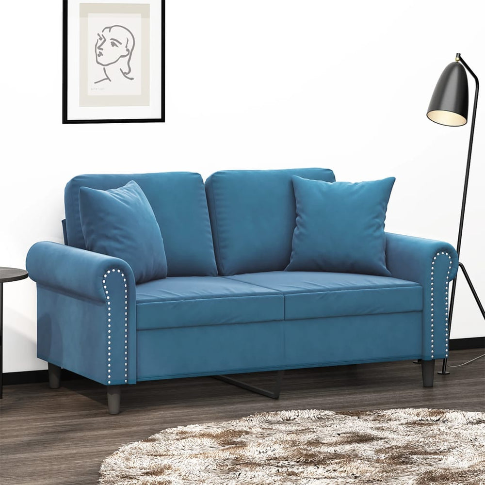 Blaues 2-Sitzer Sofa Samt 120 cm
