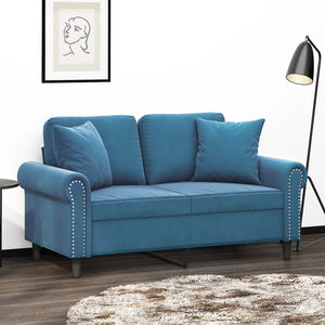 Blaues 2-Sitzer Sofa Samt 120 cm