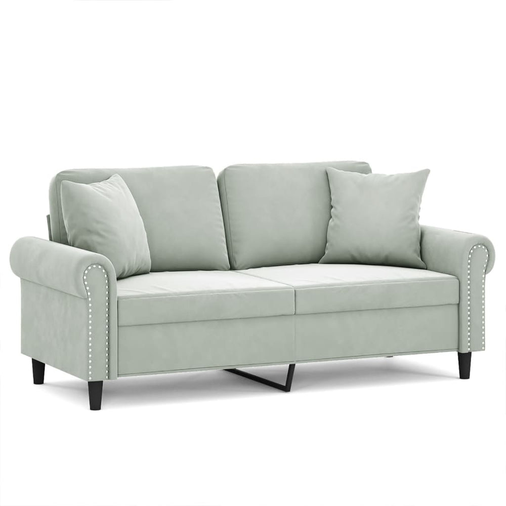 2-Sitzer Sofa Hellgrau Samt