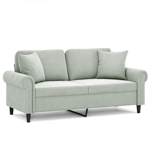 2-Sitzer Sofa Hellgrau Samt