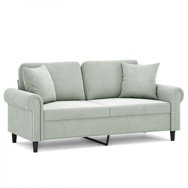 2-Sitzer Sofa Hellgrau Samt