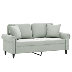 2-Sitzer Sofa Hellgrau Samt