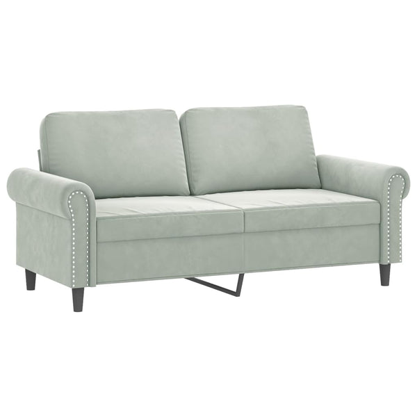 2-Sitzer Sofa Hellgrau Samt