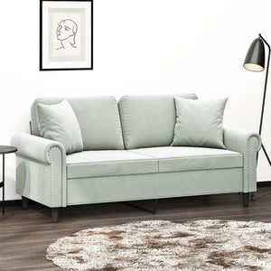 2-Sitzer Sofa Hellgrau Samt