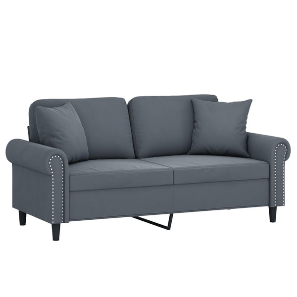 Dunkelgraues 2-Sitzer Samt Sofa 140 cm