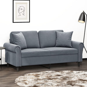 Dunkelgraues 2-Sitzer Samt Sofa 140 cm