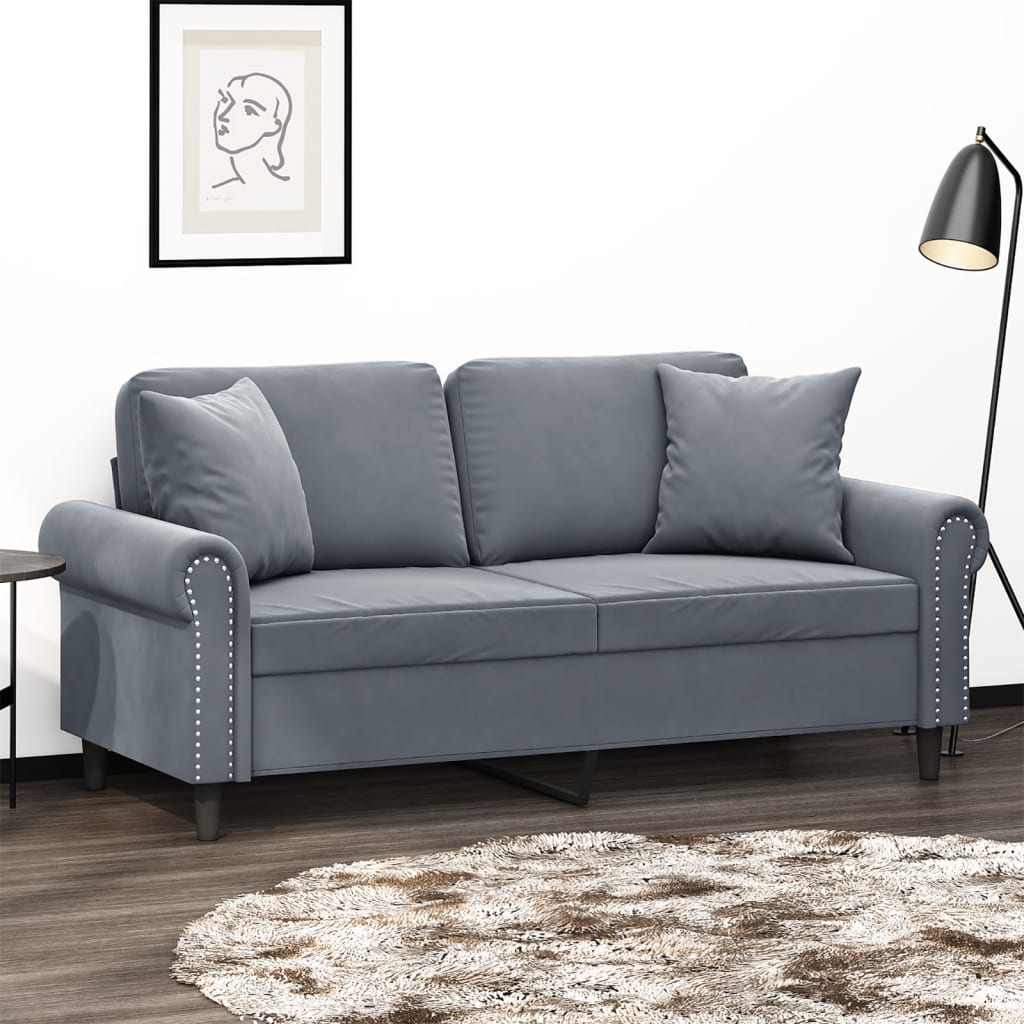 Dunkelgraues 2-Sitzer Samt Sofa 140 cm