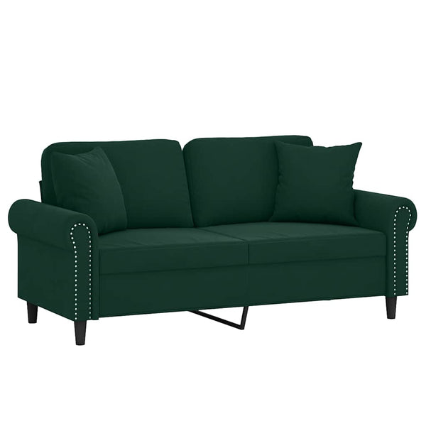 Dunkelgrünes 2-Sitzer Samt Sofa 140 cm