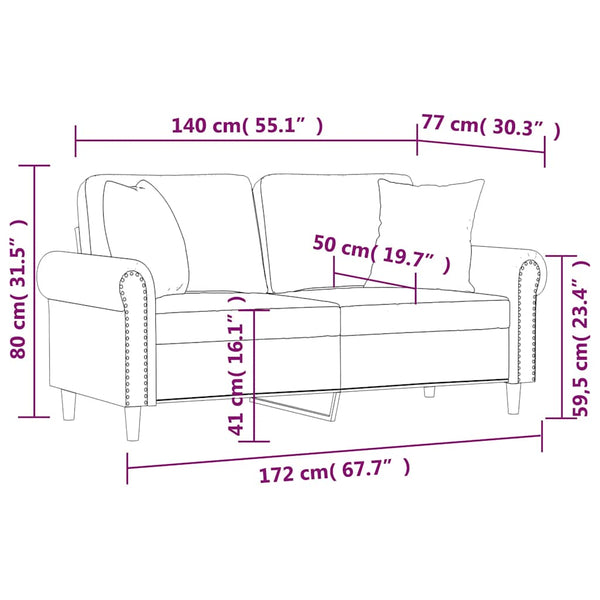 Dunkelgrünes 2-Sitzer Samt Sofa 140 cm