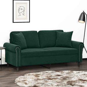 Dunkelgrünes 2-Sitzer Samt Sofa 140 cm