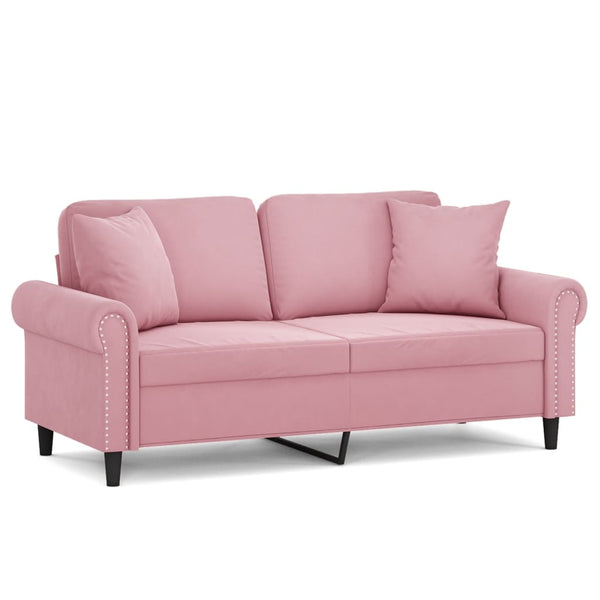 Rosa Samt 2-Sitzer Sofa 140 cm