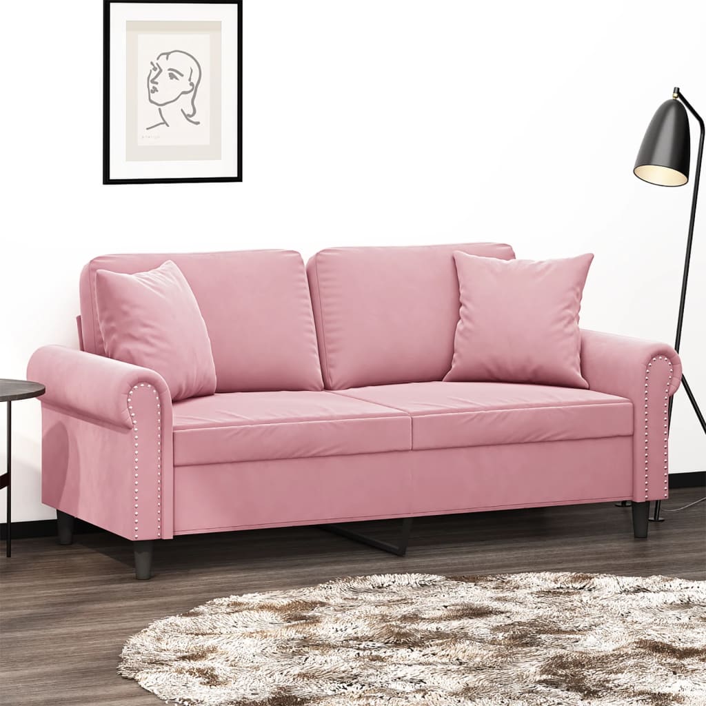Rosa Samt 2-Sitzer Sofa 140 cm