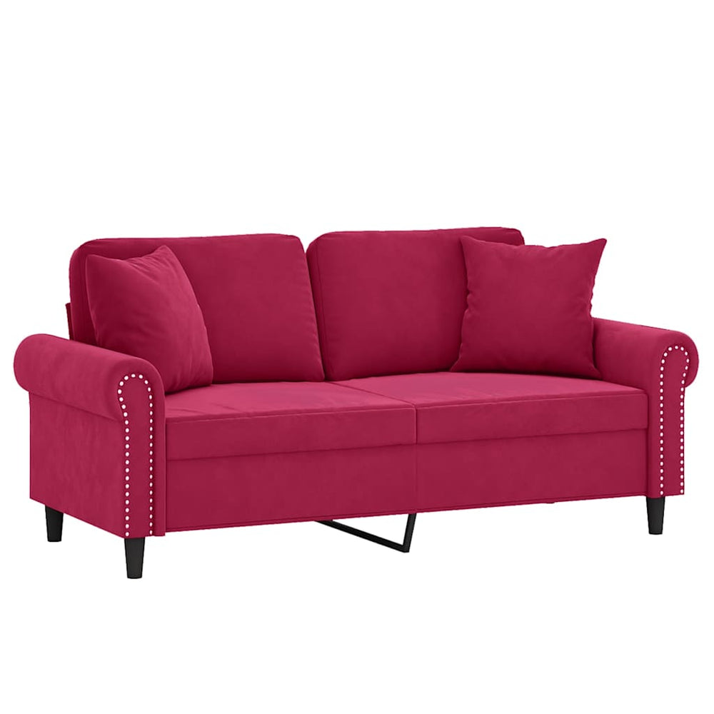 Weinrotes 2-Sitzer Samt Sofa 140cm