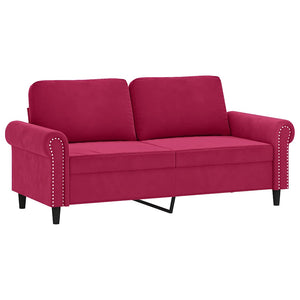 Weinrotes 2-Sitzer Samt Sofa 140cm