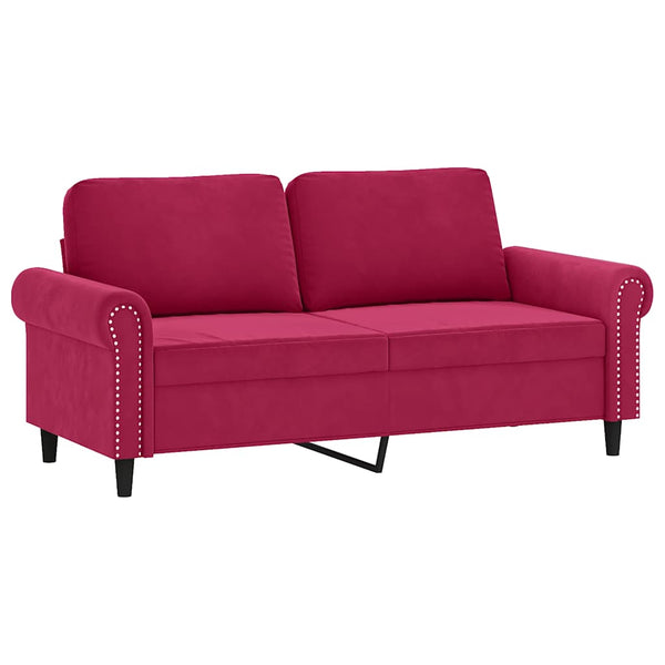 Weinrotes 2-Sitzer Samt Sofa 140cm