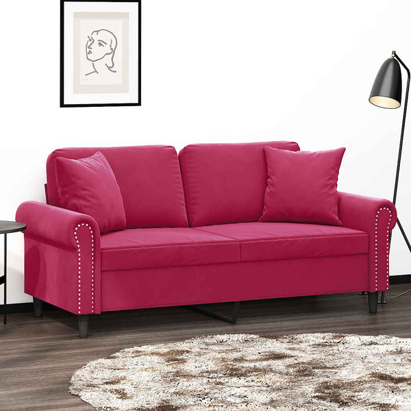 Weinrotes 2-Sitzer Samt Sofa 140cm