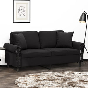 Schwarzes 2-Sitzer Sofa Samt 140cm