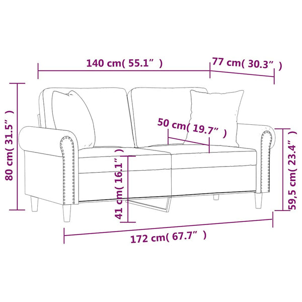 Gelbes 2-Sitzer Sofa Samt 140 cm