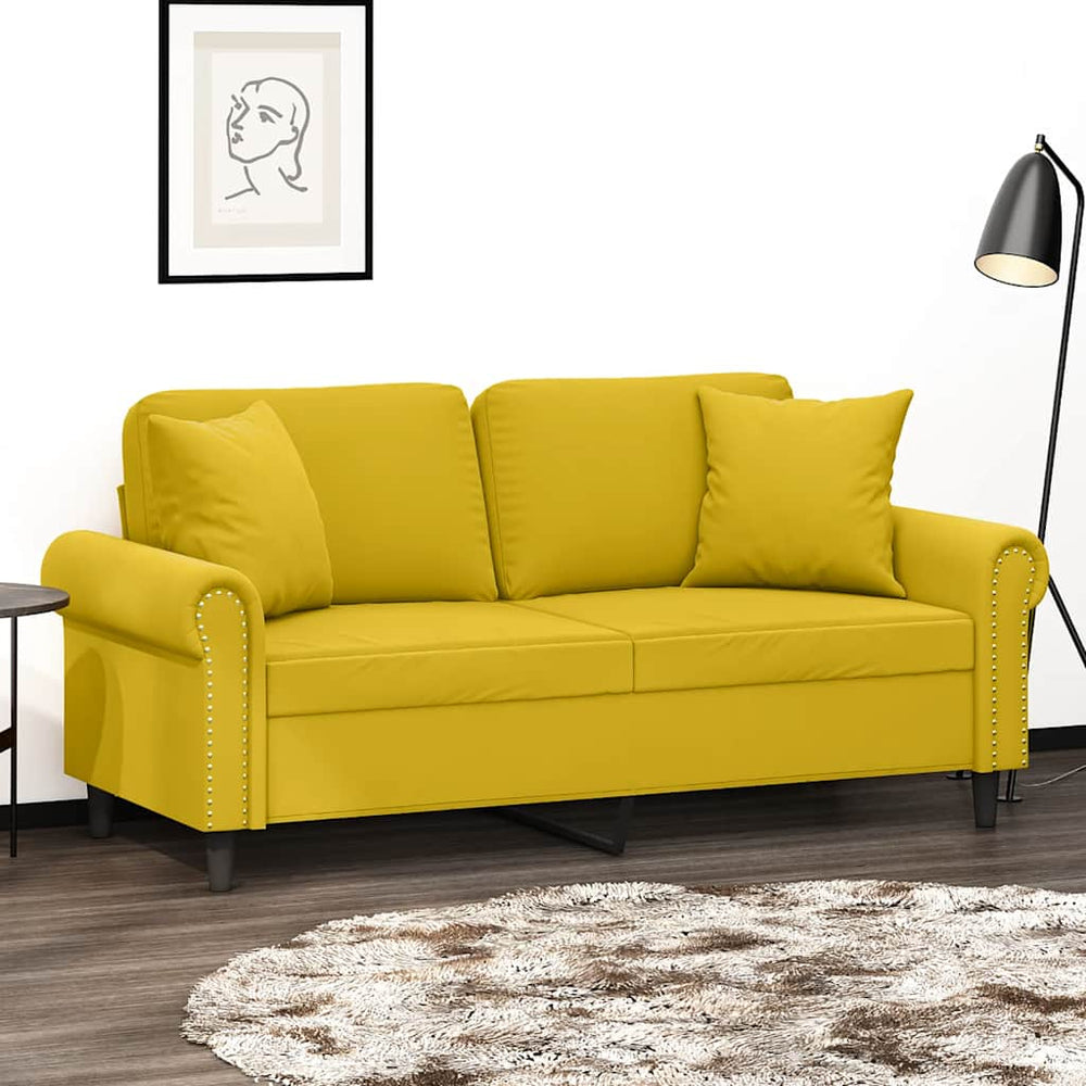 Gelbes 2-Sitzer Sofa Samt 140 cm