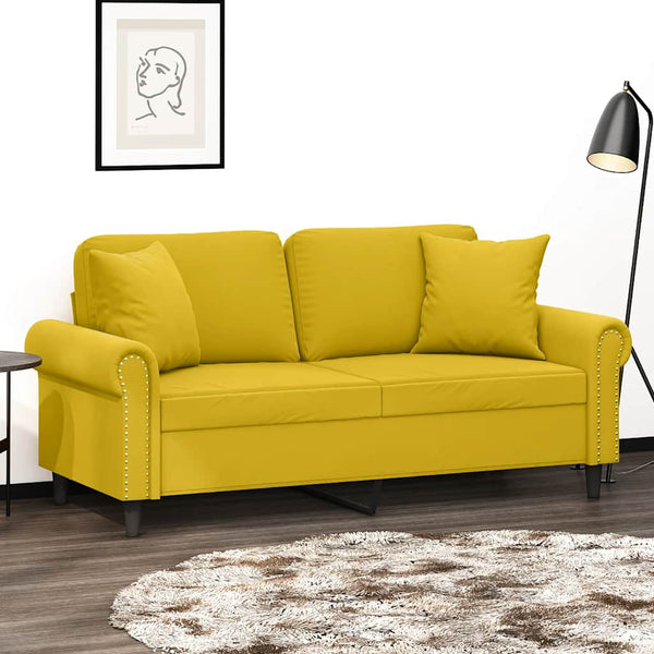 Gelbes 2-Sitzer Sofa Samt 140 cm