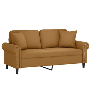 2-Sitzer Sofa Braun Samt mit Kissen 140 cm
