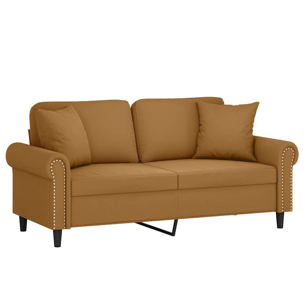 2-Sitzer Sofa Braun Samt mit Kissen 140 cm