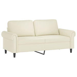 Creme Samt 2-Sitzer Sofa mit Kissen