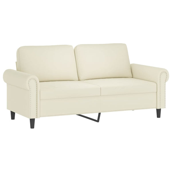 Creme Samt 2-Sitzer Sofa mit Kissen