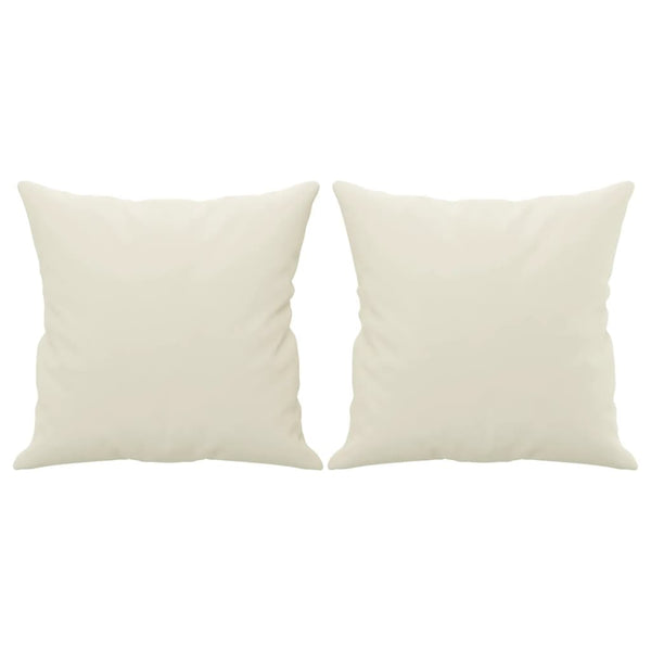 Creme Samt 2-Sitzer Sofa mit Kissen
