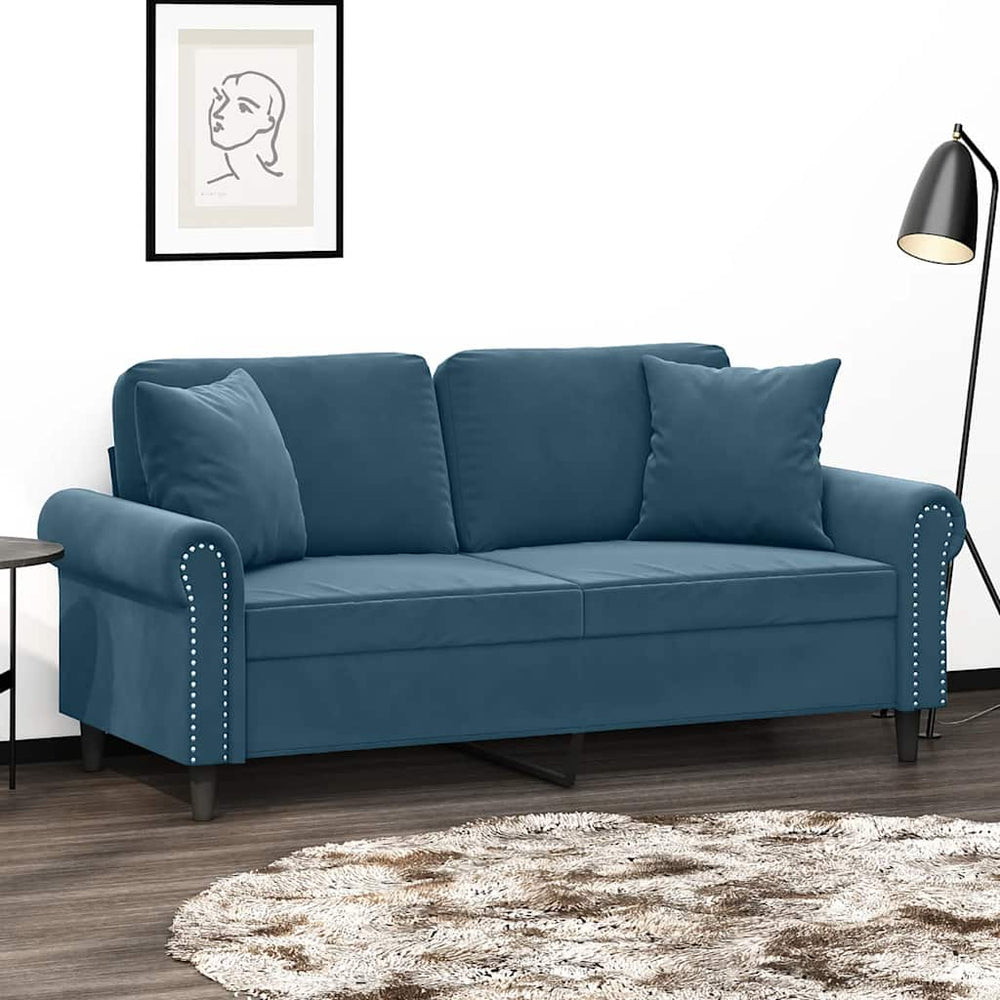 Blaues 2-Sitzer Sofa Samt 140cm
